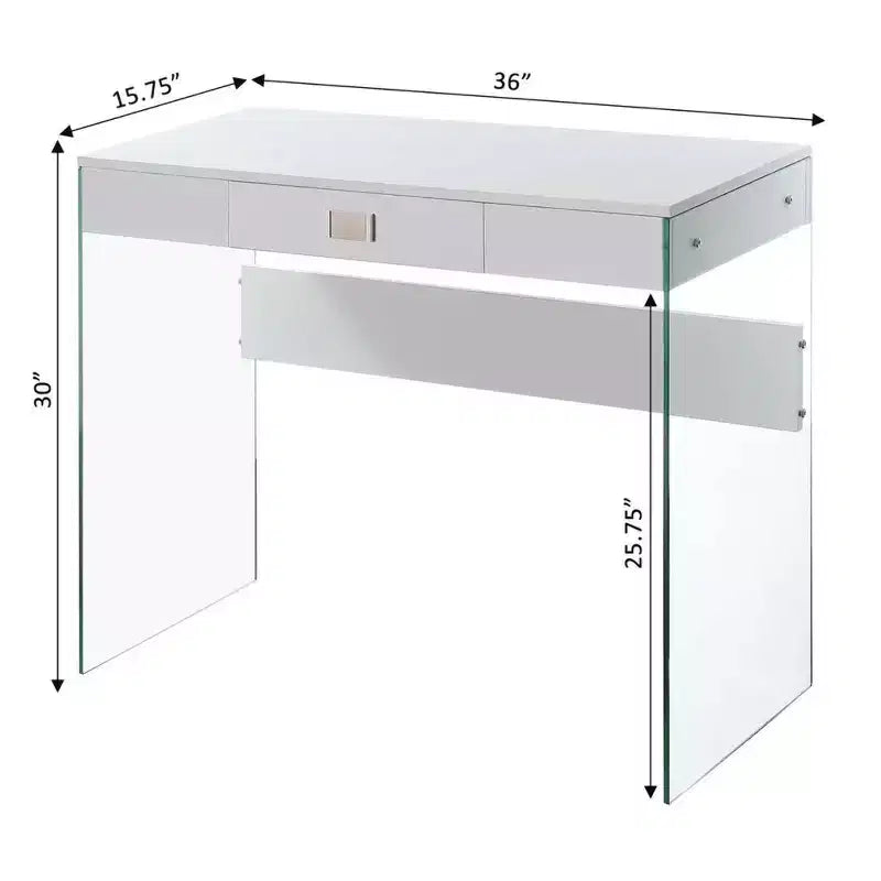 Kids Computer Desk with Open Storage Shelf in White