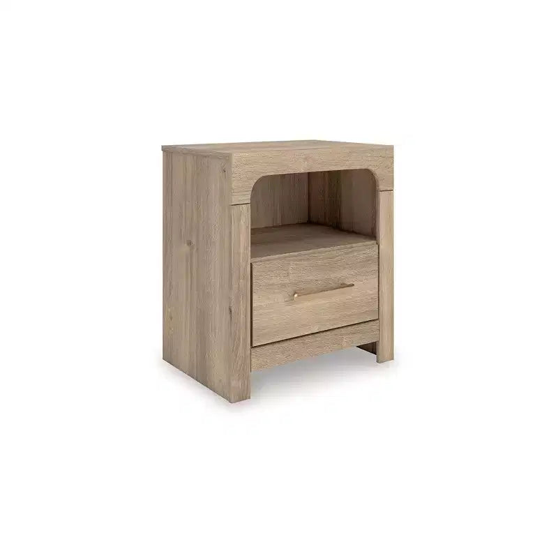Nightstand with Drawer, Open Shelf, and USB Charging Ports