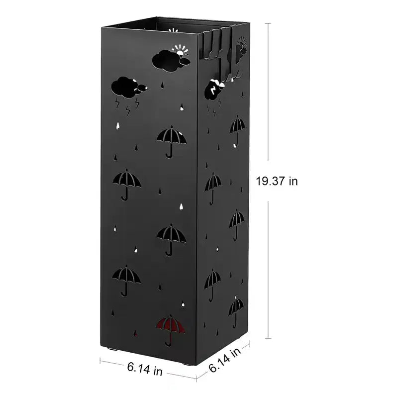 Steel Umbrella Stand with Drip Tray and Removable Hook