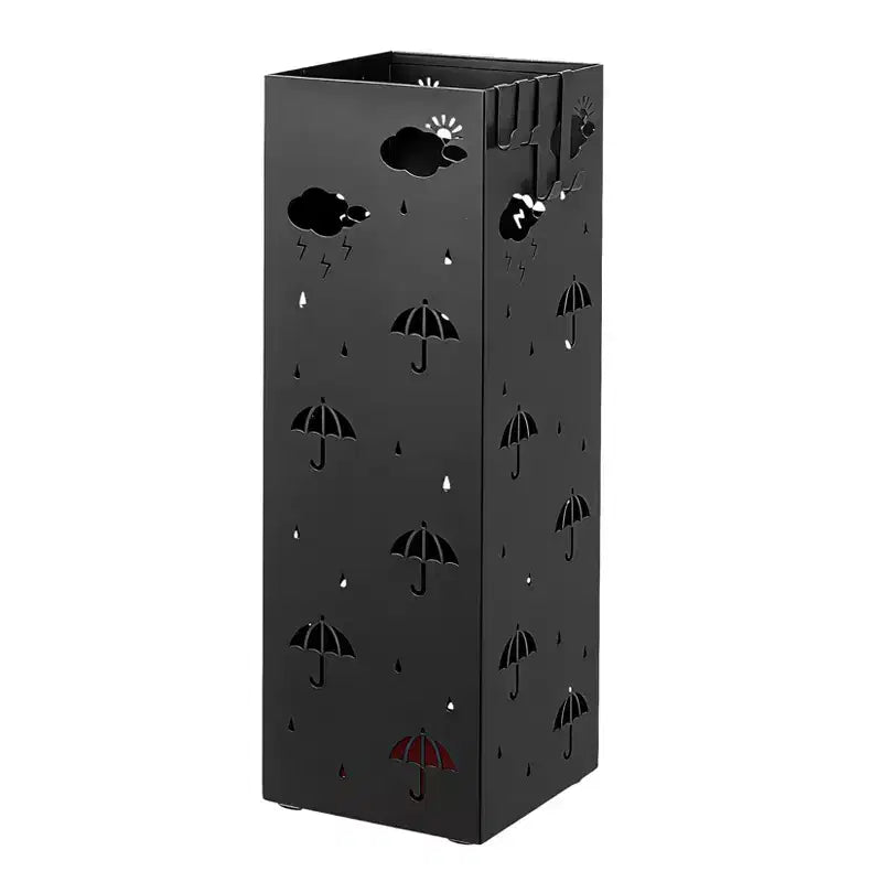 Steel Umbrella Stand with Drip Tray and Removable Hook