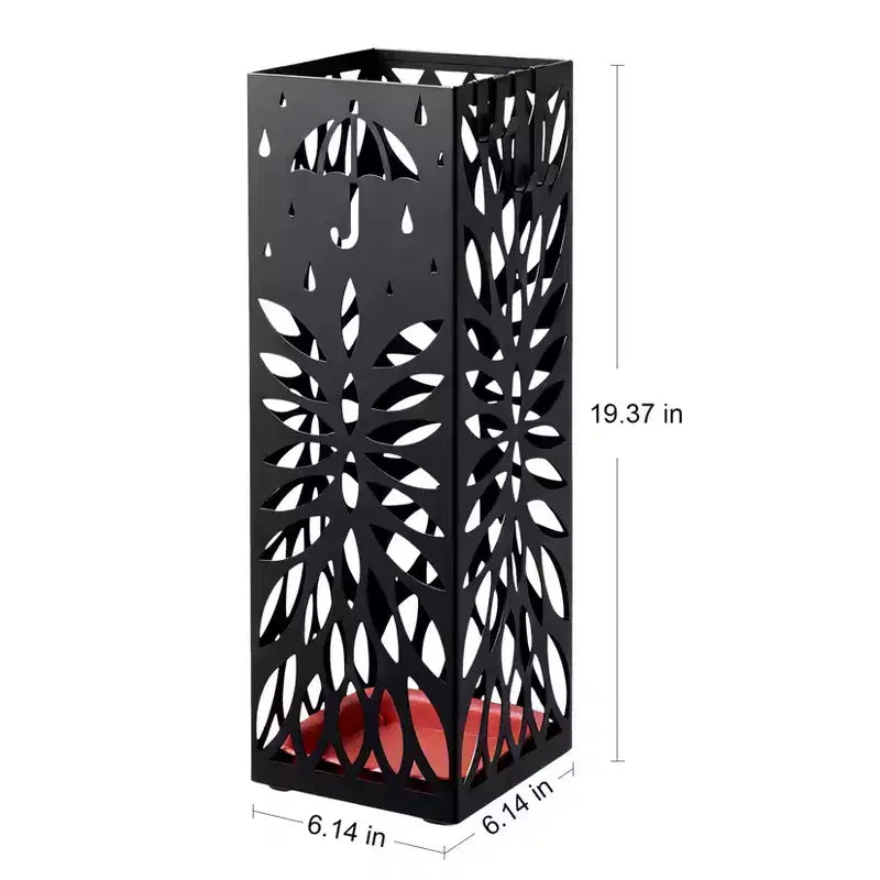Steel Umbrella Stand with Drip Tray and Removable Hook