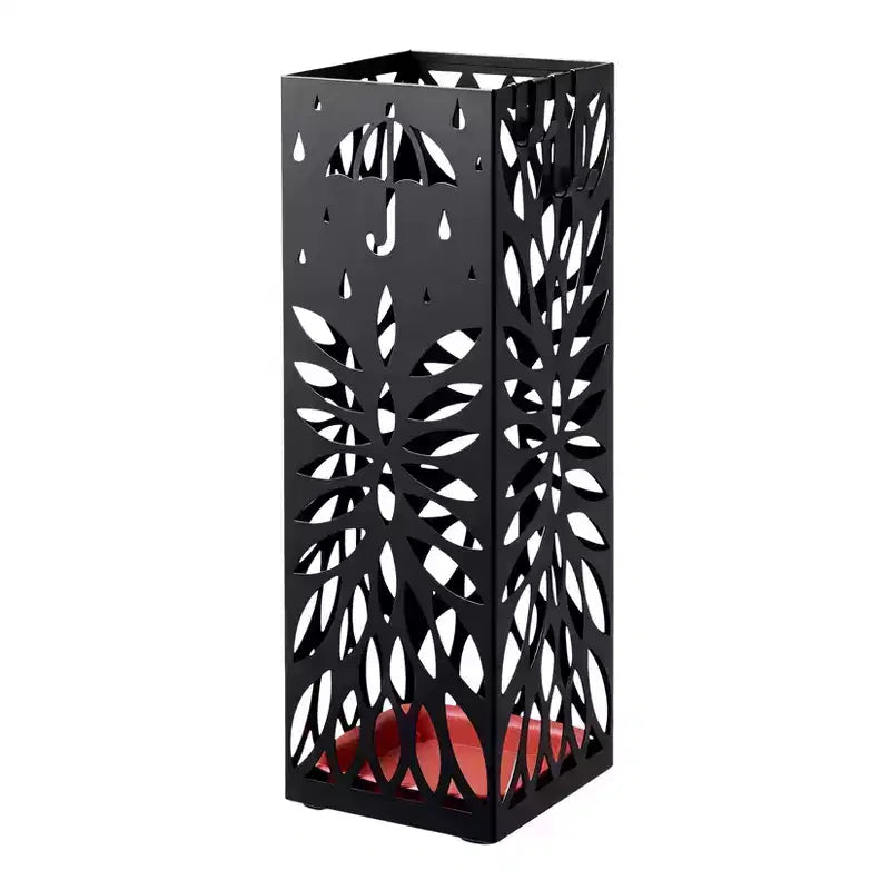 Steel Umbrella Stand with Drip Tray and Removable Hook
