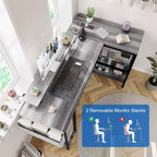 L-Shaped Reversible Corner Desk with Monitor Stand and LED Strip