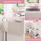 L-Shaped Reversible Corner Desk with Monitor Stand and LED Strip