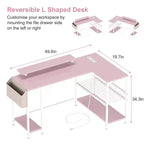 L-Shaped Reversible Corner Desk with Monitor Stand and LED Strip
