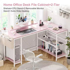 L-Shaped Reversible Corner Desk with Monitor Stand and LED Strip