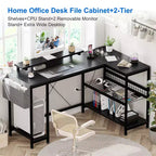 L-Shaped Reversible Corner Desk with Monitor Stand and LED Strip