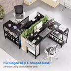 L-Shaped Reversible Corner Desk with Monitor Stand and LED Strip