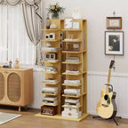 13-Tier Narrow Bookshelf with Anti-Tip Design for Small Spaces