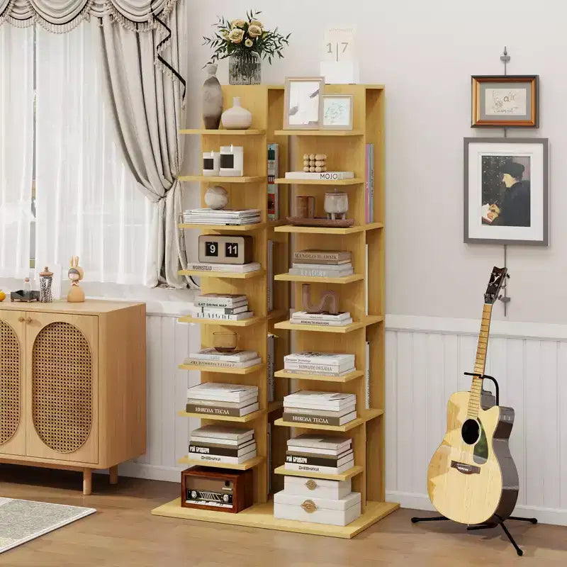 13-Tier Narrow Bookshelf with Anti-Tip Design for Small Spaces