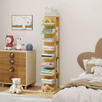 13-Tier Narrow Bookshelf with Anti-Tip Design for Small Spaces