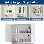 Wall-Mounted Bathroom Cabinet with Mirror Door and Adjustable Shelves