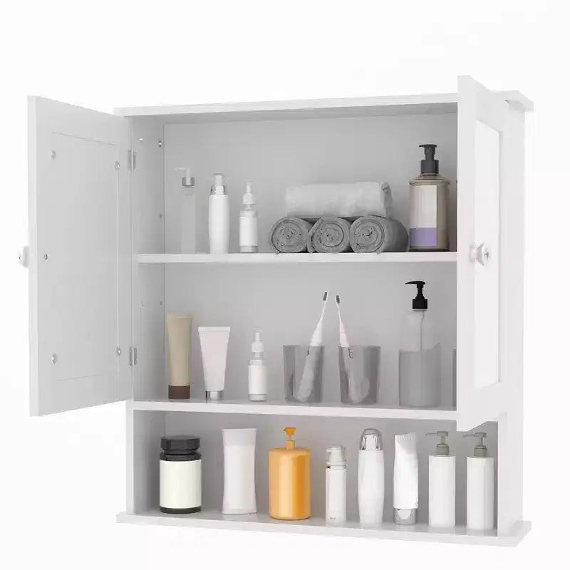 Wall-Mounted Bathroom Cabinet with Mirror Door and Adjustable Shelves