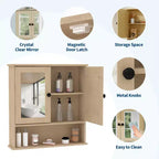 Wall-Mounted Bathroom Cabinet with Mirror Door and Adjustable Shelves