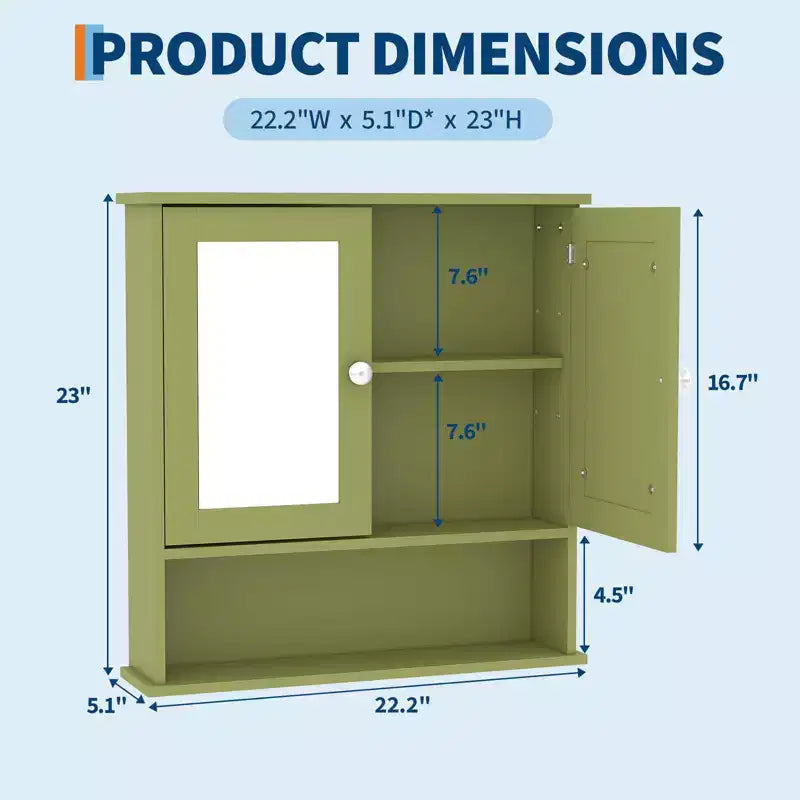 Wall-Mounted Bathroom Cabinet with Mirror Door and Adjustable Shelves