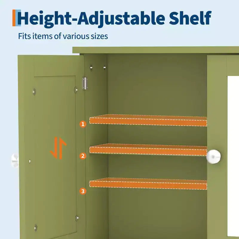 Wall-Mounted Bathroom Cabinet with Mirror Door and Adjustable Shelves