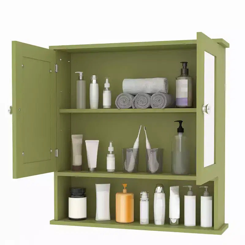 Wall-Mounted Bathroom Cabinet with Mirror Door and Adjustable Shelves