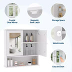 Wall-Mounted Bathroom Cabinet with Mirror Door and Adjustable Shelves