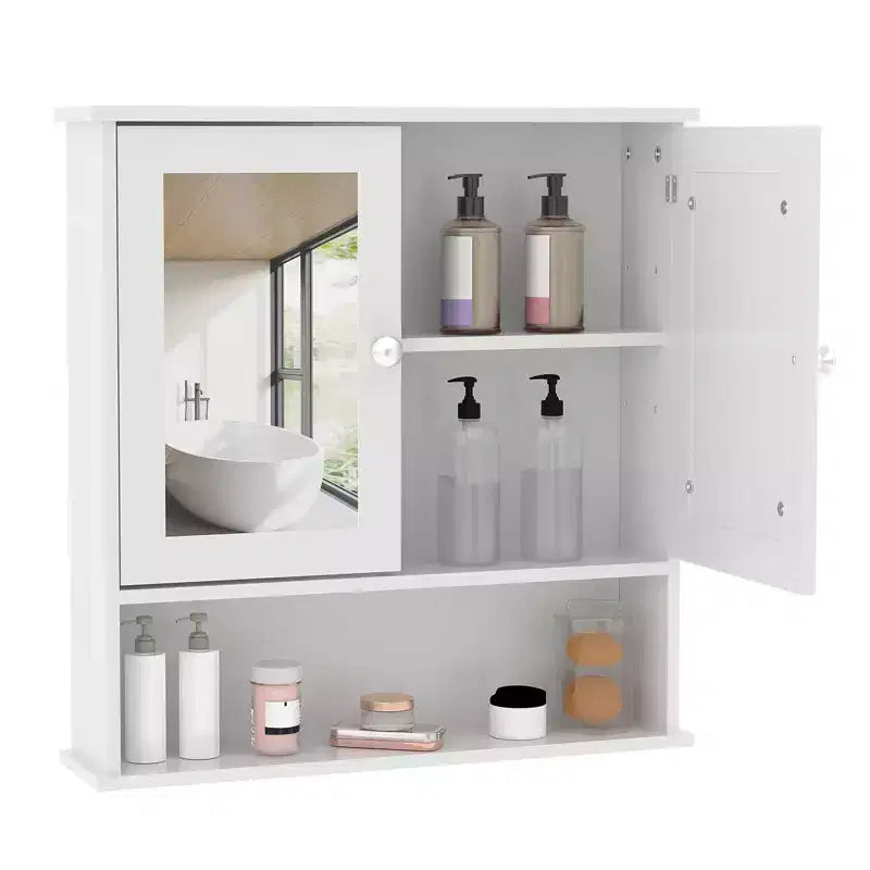 Wall-Mounted Bathroom Cabinet with Mirror Door and Adjustable Shelves