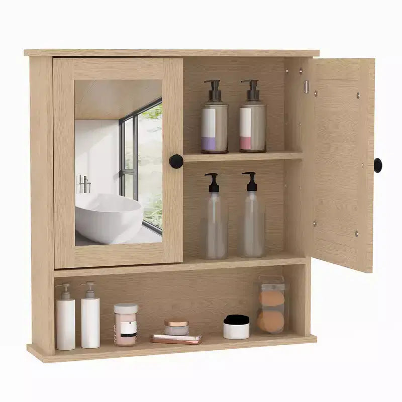Wall-Mounted Bathroom Cabinet with Mirror Door and Adjustable Shelves
