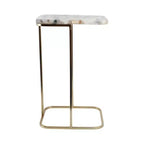 C-Shaped Metal Side Table with Polished Stone Top