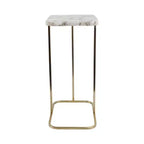 C-Shaped Metal Side Table with Polished Stone Top