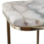 C-Shaped Metal Side Table with Polished Stone Top