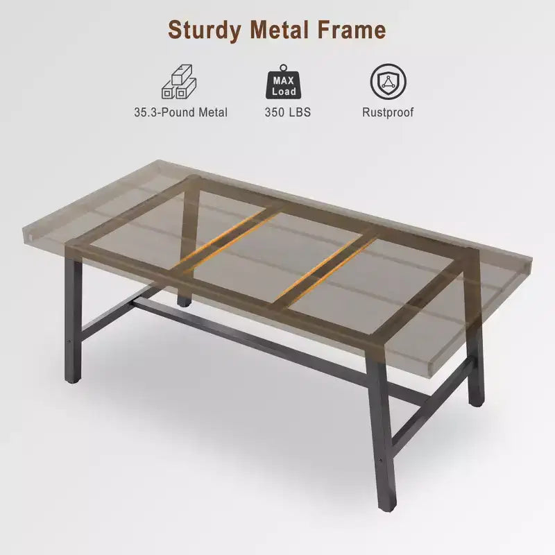71-Inch Dining Table with Metal Frame, Seats 6 to 8