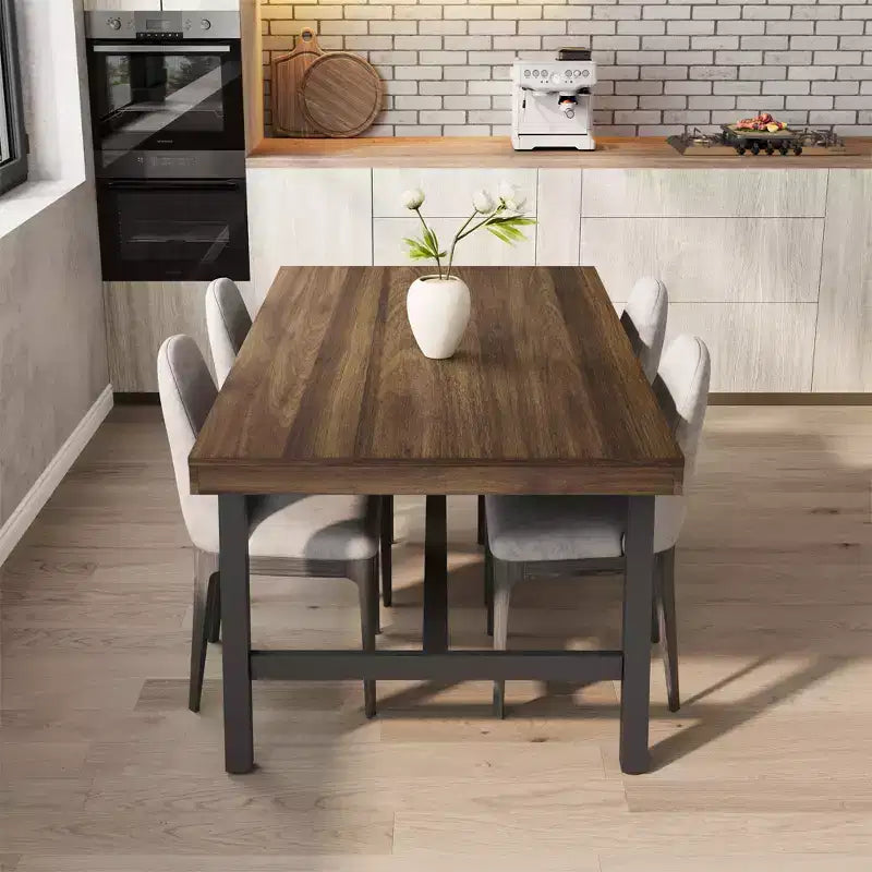 71-Inch Dining Table with Metal Frame, Seats 6 to 8