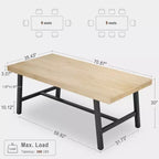 71-Inch Dining Table with Metal Frame, Seats 6 to 8