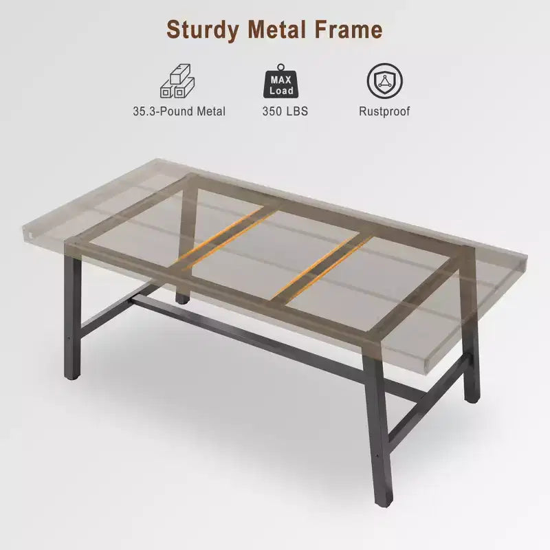 71-Inch Dining Table with Metal Frame, Seats 6 to 8