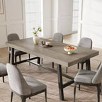 71-Inch Dining Table with Metal Frame, Seats 6 to 8