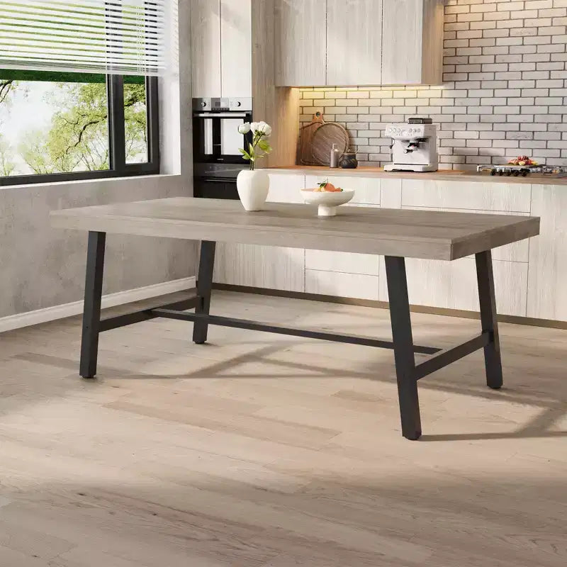 71-Inch Dining Table with Metal Frame, Seats 6 to 8