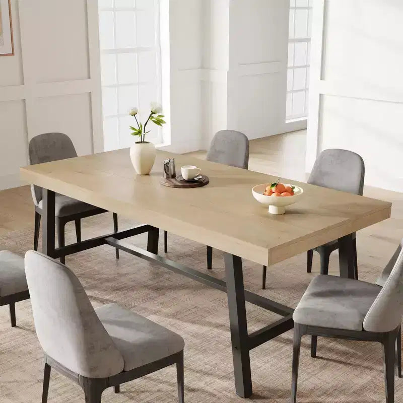71-Inch Dining Table with Metal Frame, Seats 6 to 8