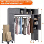 78-Inch Metal Storage Locker with 16 Doors and Hanging Rod
