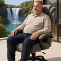High-Back Cotton Fabric Office Chair with Lumbar Support, Gray