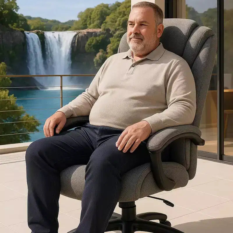 High-Back Cotton Fabric Office Chair with Lumbar Support, Gray