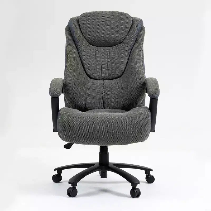 High-Back Cotton Fabric Office Chair with Lumbar Support, Gray
