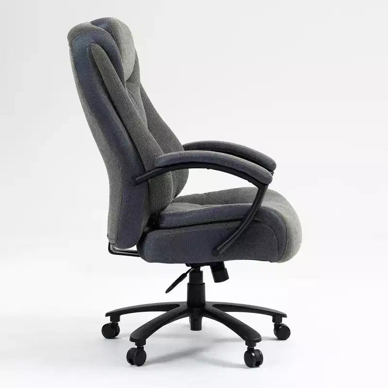 High-Back Cotton Fabric Office Chair with Lumbar Support, Gray