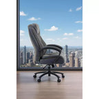 High-Back Cotton Fabric Office Chair with Lumbar Support, Gray