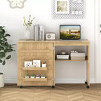 Folding Sewing Table with Storage Trays, Pegs, and Lockable Wheels