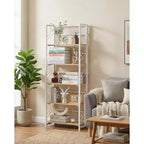 5-Tier Folding Bookshelf with Vintage Industrial Style
