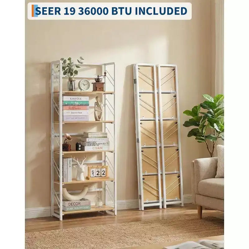 5-Tier Folding Bookshelf with Vintage Industrial Style
