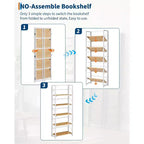 5-Tier Folding Bookshelf with Vintage Industrial Style