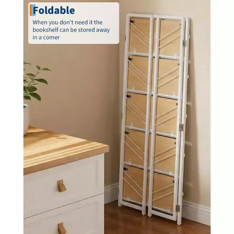 5-Tier Folding Bookshelf with Vintage Industrial Style