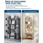 5-Tier Folding Bookshelf with Vintage Industrial Style