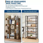 5-Tier Folding Bookshelf with Vintage Industrial Style