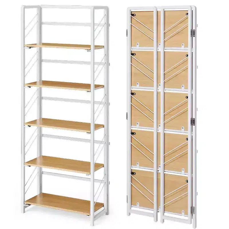5-Tier Folding Bookshelf with Vintage Industrial Style