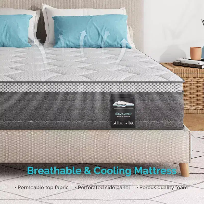 10-Inch Hybrid Mattress with 5-Zone Pocket Coil Support
