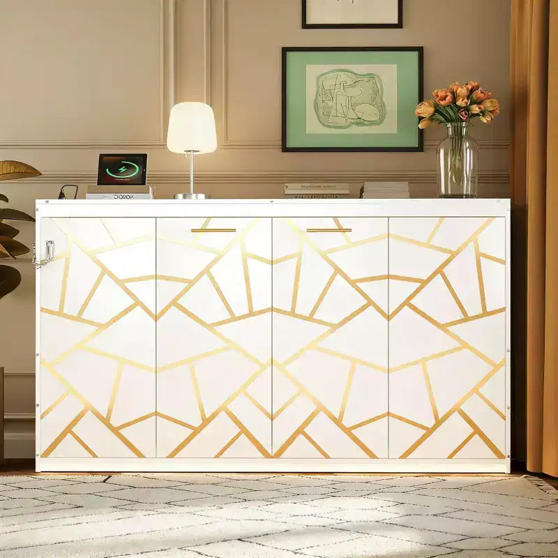 Side-Folding Murphy Bed with Under-Bed Lighting and Built-In Outlet
